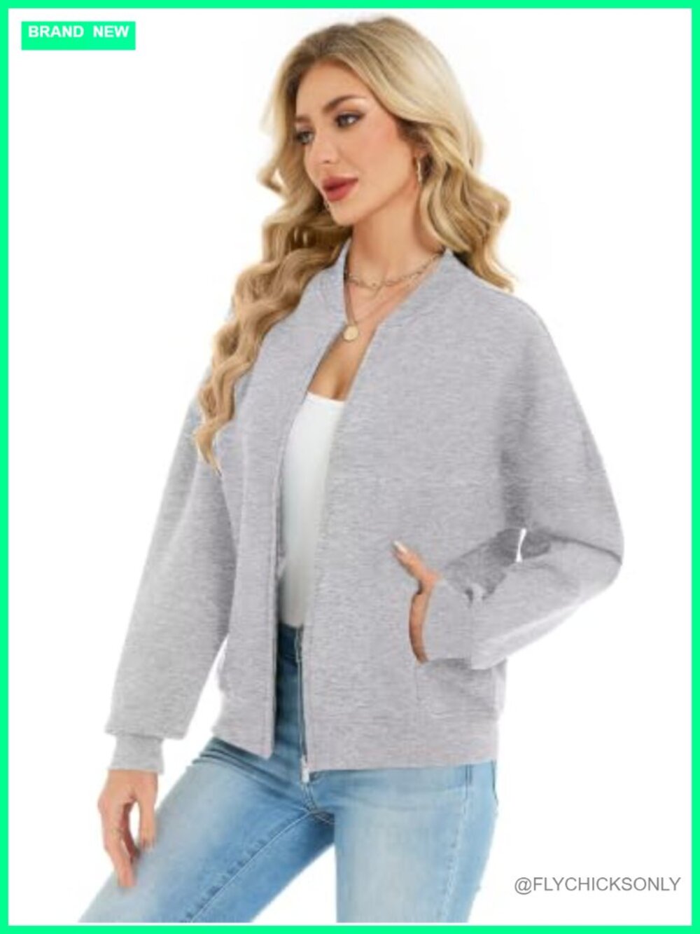 Womens Fleece Zip Up Sweatshirt Cardigan Casual Jacket with Pockets - Picture 3 of 6